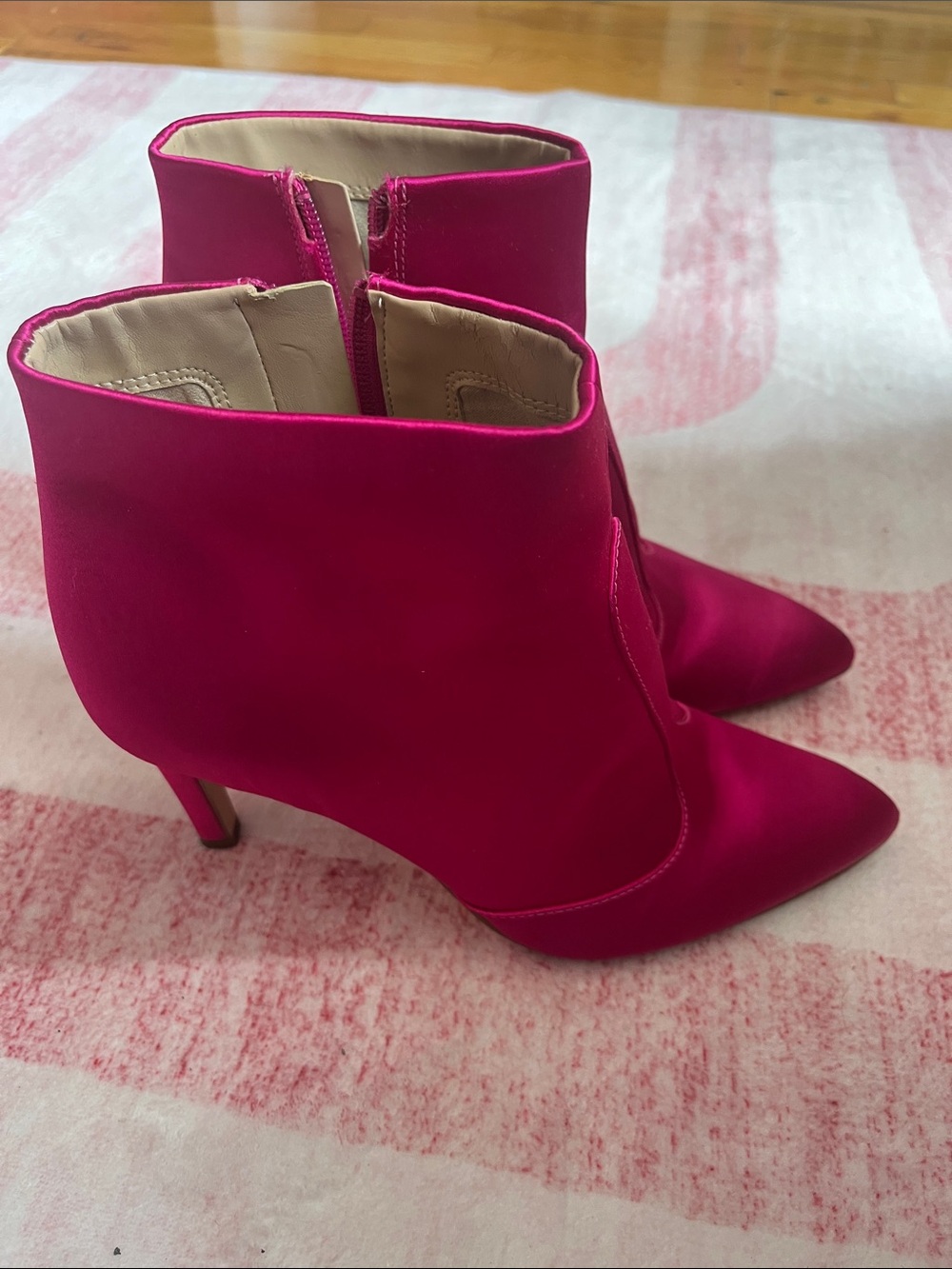 Sam Edelman Fuchsia Satin Pointed-Toe Ankle Boots